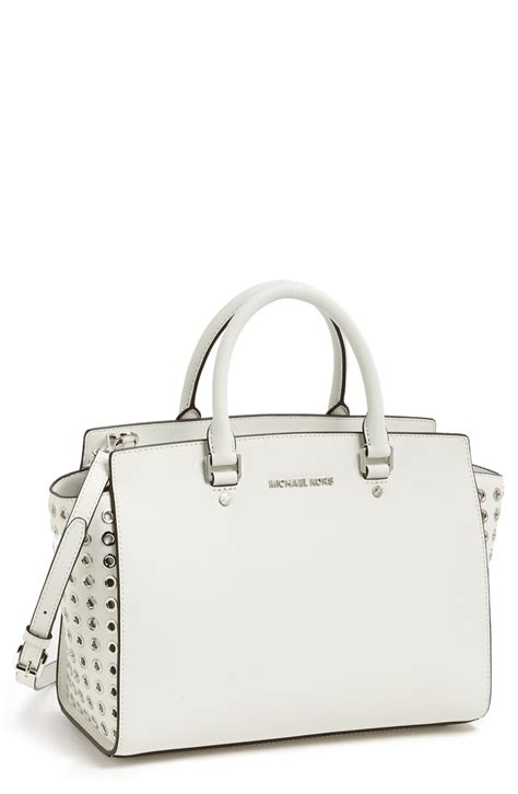 white michael kors bag selma|Michael Kors selma satchel.